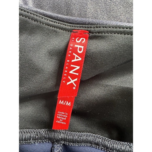 Spanx women's Navy Faux Leather 7/8 Accent Stripe Legging Size M retail $110 - Picture 14 of 14